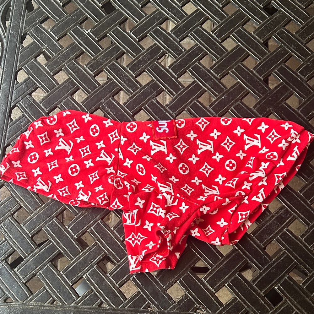 Red and White Patterned puppy light jacket